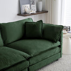 Chenille Ottoman Footrest for 2, 3, and 4 Seater Sofas, Green (Green + Chenille + 1 Seat-1)