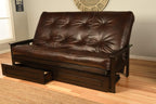 Kodiak Furniture Monterey Queen-size Futon, Storage Drawers, Espresso Finish with Oregon Trail Java Mattress