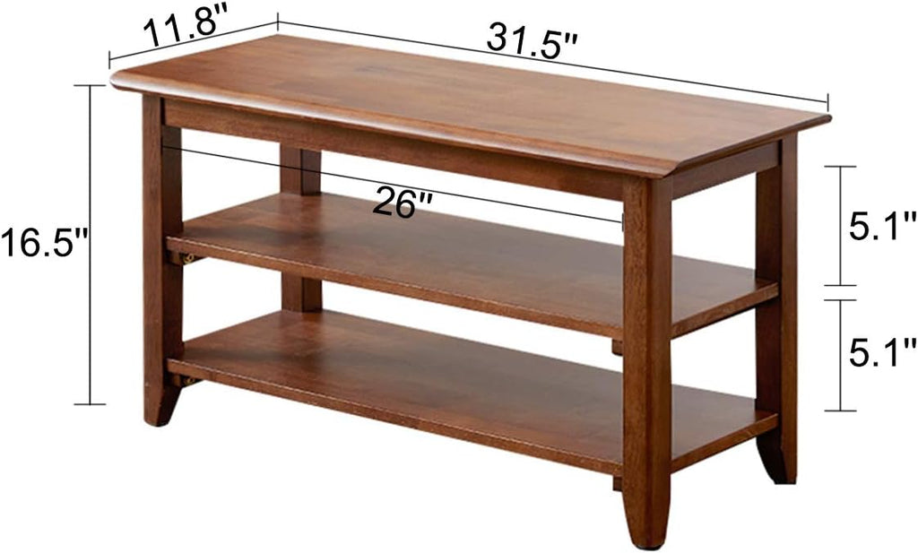 XKZG Shoe Rack Bench Wooden Shoe Storage Bench Rustic Solid Wood Entryway Bench (Brown,31.5")