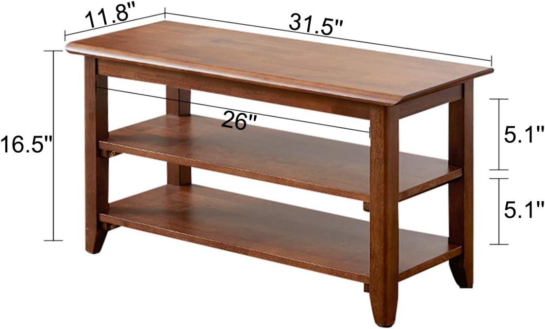 XKZG Shoe Rack Bench Wooden Shoe Storage Bench Rustic Solid Wood Entryway Bench (Brown,31.5")