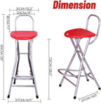 Folding Stools for Adults Portable, 28 inch Collapsible Stool Heavy Duty, Indoor Tall Bar stools with Handle, Plastic Counter Barstool Chair for Kitchen Outdoor Travel (Red A, H72xW31cm(28x12inch))