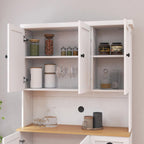 71'' Tall Kitchen Pantry Storage Cabinet with Storage, Kitchen Hutch Cabinets with Microwave Countertop, Kitchen Cupboard with Adjustable Shelves, Doors and Drawer (White A)