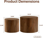 Round Coffee Table Set of 2,Modern Nesting Center Table with Non-Slip Feet | Minimalist Wood Center Table for Living Room, Bedroom, Office, Small Space, No Assembling,Beige