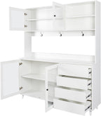 63" W Large Kitchen Hutch Cabinet, Freestanding Pantry Cupboard with 4 Doors, 4 Drawers & Microwave Shelf,for Kitchen Dining Room Bedroom (White#L)