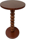 Slot Edge Round Side Table - Small Space Accent Table w/Solid Wood Leg - 12" Modern Drink Table, Nightstand for Bedroom, Living Room, Office & Tight Corners (Brown)