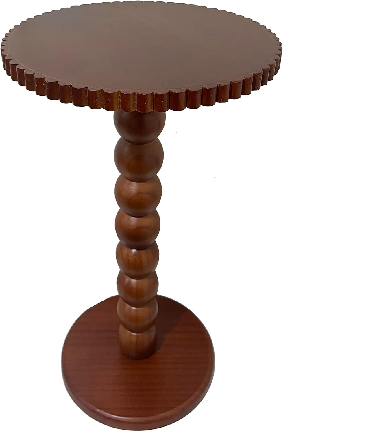 Slot Edge Round Side Table - Small Space Accent Table w/Solid Wood Leg - 12" Modern Drink Table, Nightstand for Bedroom, Living Room, Office & Tight Corners (Brown)