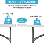 SEALAMB Portable 8FT Plastic Folding Table for Indoor & Outdoor, Heavy Duty Commercial Fold Up Table Picnic Tables Dining Table for Parties Backyard Events(White, 8FT)