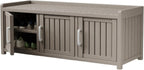 Shoe Bench - Waterproof Resin Storage Bench with Adjustable Shelves - Indoor & Outdoor Use, 3 Doors Entryway Bench with Hidden Storage Space - Storage Cabinet for Bedroom, Hallway, Grey