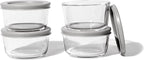 8-Piece Glass Food Storage Containers Set (4 Containers + 4 BPA-Free Lids) | 7-Ounce, Leakproof | Microwave, Freezer, Oven & Dishwasher Safe | Ideal for Meal Prep & Pantry Organization