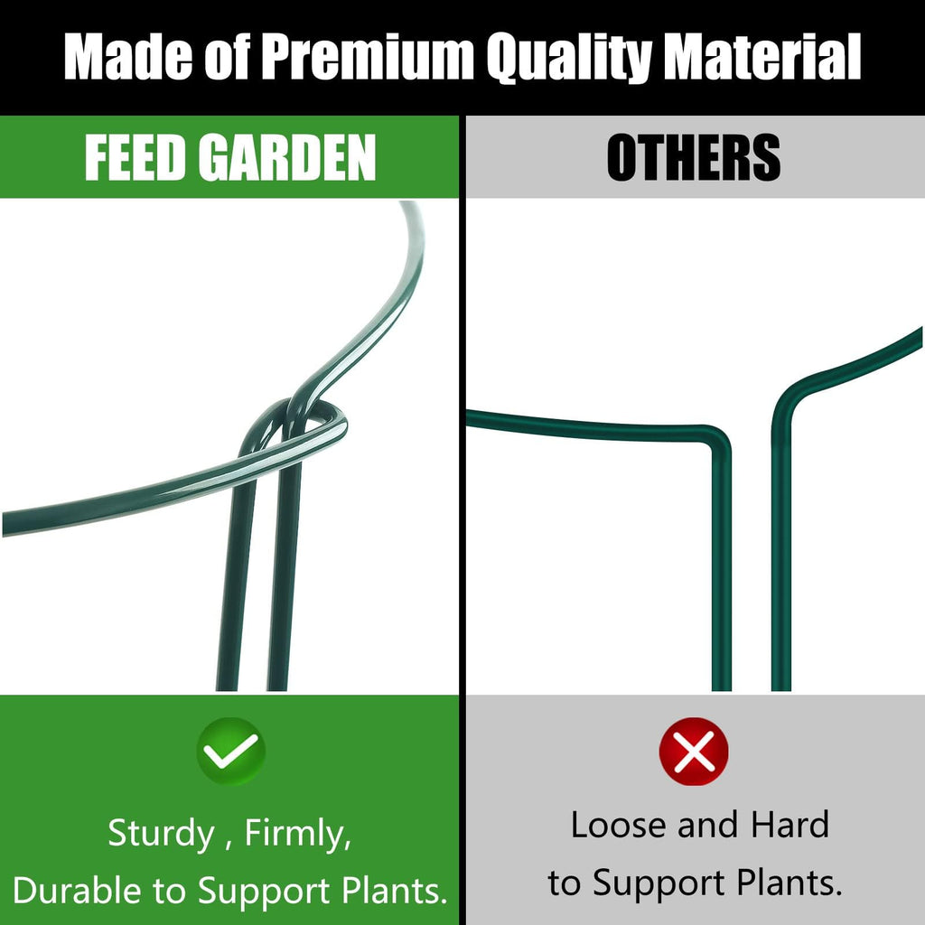FEED GARDEN Peony Cages and Supports, 6 Pack Plant Support Stakes for Outdoor & Indoor Plants, 10" W x 16" H Half Round Garden Plant Support Rings for Peonies, Hydrangeas, Roses, Dahlias