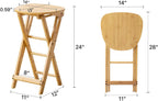 Foldable Stool 24inch Folding Bar Stool Wood Kitchen Stool Without Backrest for Kitchen Island Counter Height Folding Chairs Saves Space Breakfast Bar Stools with Footrest Garden Dining Chairs