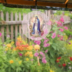 Virgin Mary Prayer Wind Spinner, Metal Wind Spinners Outdoor Indoor,Virgin Mary Hanging Garden Decor for Outside, Stainless Wind Spinners for Yard and Garden 10 inch 3D (25.76X25 CM)