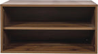 Walnut Stackable Storage Cabinet, 2 Tier Open Front Bookcase Organizer Shelf