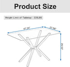 47.24 Inch Rectangular Glass Dining Table Modern Kitchen Glass Top Table for 4 with Black Metal Legs, Clear Dining Table Kitchen Table for Home Office Dining Room