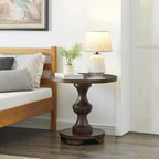 Roundhill Furniture Caesar Traditional Round Pedestal End Table, Espresso