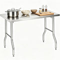 Foldable Stainless Steel Table 48x24 Inch, 1-Tier Portable Workstation, Commercial & Utility Table for Kitchen Prep, Catering, Garage, Workshop and Home Use, 600 LB Capacity