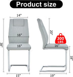 Leather Dining Chairs Set of 8, Modern Upholstered Living Room Chairs with Sliver Metal Legs, Cesca Chair with Armless, Suitable for Kitchen, Bedroom, Living & Dining Room, Light Gray