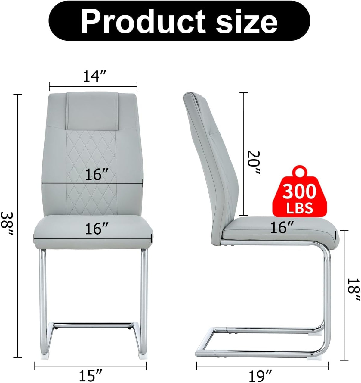 Leather Dining Chairs Set of 8, Modern Upholstered Living Room Chairs with Sliver Metal Legs, Cesca Chair with Armless, Suitable for Kitchen, Bedroom, Living & Dining Room, Light Gray