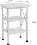 VECELO End Side Table Night Stand Set of 2,X-Design with Storage Shelf for Bedroom,Living Room,White