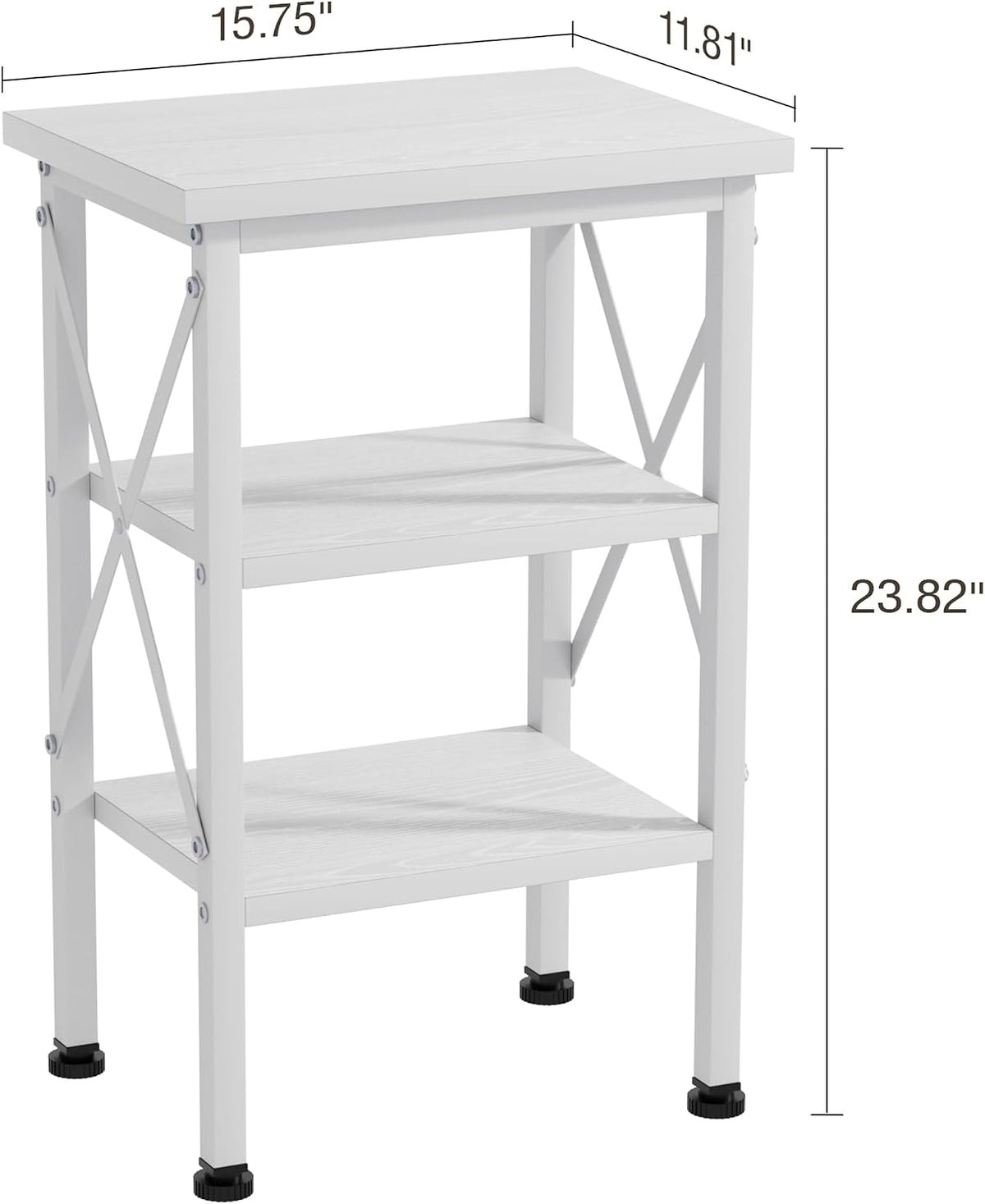 VECELO End Side Table Night Stand Set of 2,X-Design with Storage Shelf for Bedroom,Living Room,White