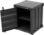 Gdrasuya10 Industrial Style End Table Bedside Table Side Table, Black Maritime Container Style Nightstand Table Storage Cabinet Multifunctional Iron Cabinet Organizer for Bedroom