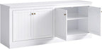 AMERLIFE 72" Farmhouse Sideboard Buffet Cabinet with Barn Doors, Storage Console Table with Adjustable Shelves, Coffee Bar/TV Stand for Living Room, Kitchen, Entryway, White