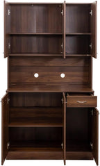 KEIKI 70.87" Tall Kitchen Pantry Storage Cabinet with Countertop, 6-Doors, 1 Drawers, Microwave Stand and Shelves, Freestanding Wood Hutch Food Pantries Cupboard for Coffee Bar, Dining Room