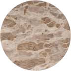 Beaumont Lane Transitional Round Marble and Iron Side Table, Beige Tiger Marble Top, Gold Stem Pedestal Base, White Marble Finish, 16 in Diameter, 25.5 in Height, Living Room or Bedroom Decor