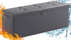 ENGPOW Storage Ottoman, Fireproof Folding Bench with Lock(15”x 43”x15”), Water-Resistant ＆ Heat Insulation Large Storage Chest with Handles＆2 Extra Spaces Safe for Living Room, Bedroom, Home, Grey