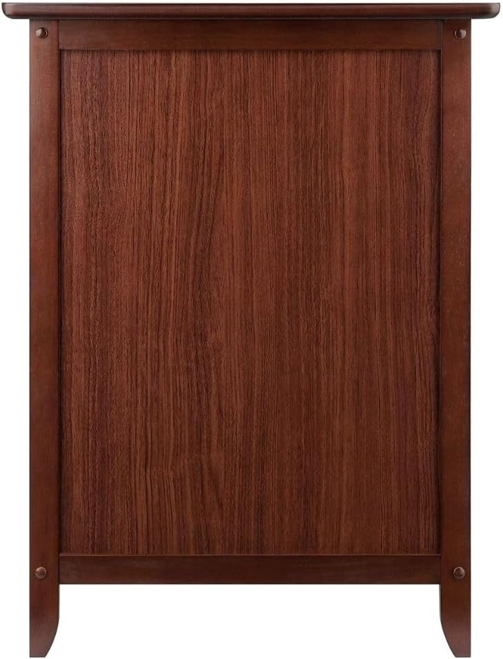 Wood Eugene Accent Table Walnut Finish Compact Side Table with Drawer and Cabinet Solid and Composite Wood Ideal for Bedroom Living Room or Entryway Storage