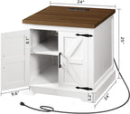 MAHANCRIS Farmhouse Nightstand and Dog Crate Furniture Bundle, End Table with Barn Door, Wooden Dog Cage for Small Medium Dogs, Side Table for Bedroom, Living Room, ET155-DCBA9601