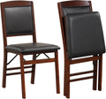 KOTEK Folding Dining Chairs Set of 2, Wooden Kitchen Chairs with Padded Seat & Backrest, Foldable Armless Side Chairs for Dining Room, Living Room