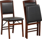 KOTEK Folding Dining Chairs Set of 2, Wooden Kitchen Chairs with Padded Seat & Backrest, Foldable Armless Side Chairs for Dining Room, Living Room