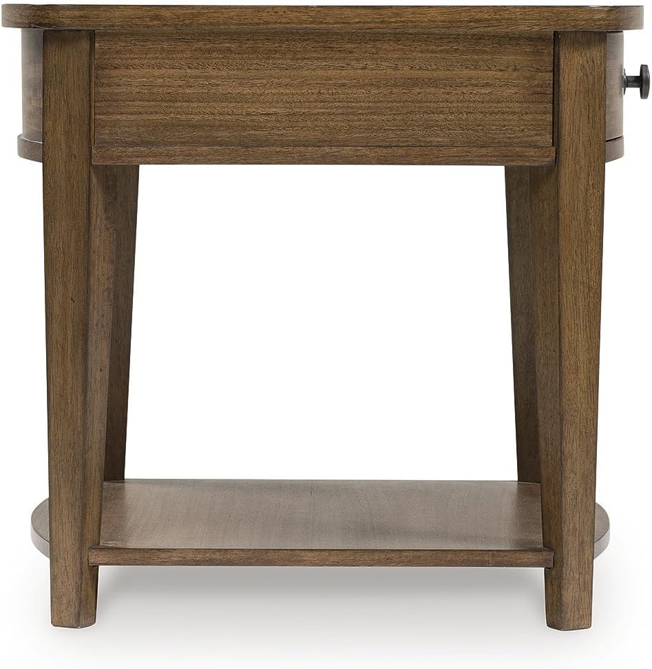 Signature Design by Ashley Burkbyer Classic End Table with Storage, Medium Brown