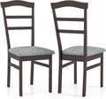 Giantex Wooden Dining Chairs Set of 2, Upholstered Kitchen Chair w/Rubber Wood Frame, Linen Fabric Padded Seat, High Curved Back, Farmhouse Accent Side Chairs for Dining Living Room, Home