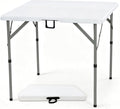 34" Square Folding Card Table, 3ft Foldable Portable Plastic Table | 3 foot Adjustable Height, Indoor Outdoor, White HDPE, Heavy Duty, Camping, Dining for Party, Picnic, Game, Mahjong, Puzzle