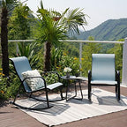 Grand patio Outdoor 3-Piece Patio Bistro Rocking Chair Set Rocker Seating Outside for Front Porch Garden Patio Backyard Blue