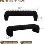 Chifee & Vingol 69.7" W Modern Living Room Bench Upholstered Bedroom Benches End of Bed Bench for Entryway, Dining Room and Living Room,Black