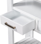LUMISOL Console Table with 4 Drawers and 3-Tier Open Shelves, Wood Sofa Table Behind Couch with Metal Handles, Entryway Table for Living Room Foyer and Kitchen, White