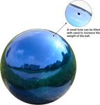 Nerien 10 Inch Gazing Ball, Stainless Steel Garden Mirror Globe, Polished Ornament Sphere, Hollow Floating Reflective Hemisphere, Home Outdoor Pond Housewarming Swimming Pool Decoration Gift, Blue