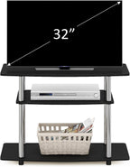 Furinno Turn-N-Tube TV Stand, 3-Tier Toolless Assembly Entertainment Center with Open Shelves, TV Console for TV up to 32 Inch, for Living Room, Bedroom, Americano/Stainless Steel