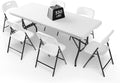 6FT Folding Table Set with 6 Chairs – Heavy-Duty 330 lb Table & 600 lb Chairs, Portable Foldable Furniture Set for Camping, Parties, Indoor & Outdoor Use