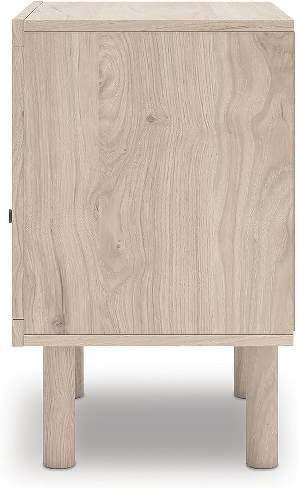 Signature Design by Ashley Birkmore Nightstand Bedside Charging Station with USB Port, Engineered Wood and Decorative Laminate, Youth Bedroom Bedside Table, Tan