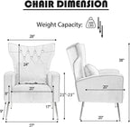 Velvet Accent Arm Chairs Set of 2, Mid-Century Modern Living Room Chair, Wingback Bedroom Side Chair with Gold Legs & Pillow, Button-Tufted, Red