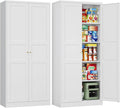 Letaya White Storage Cabinet with Adjustable Shelves-Metal Home Kitchen Pantry Cabinets with Doors,Organization Locker for Cupboard/Bedroom/Dining/Living/Bathroom/Office/Garage Room