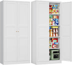 Letaya White Storage Cabinet with Adjustable Shelves-Metal Home Kitchen Pantry Cabinets with Doors,Organization Locker for Cupboard/Bedroom/Dining/Living/Bathroom/Office/Garage Room