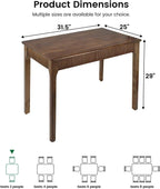 31.5" Solid Wood Dining Room Table for 2,Modern Farmhouse Rectangular Kitchen Real Wooden Table,Mid Century Fluted Design Furniture Desk for Home,Small Space,Apartment,Living Room Walnut