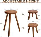 Small Round Side Table Adjustable Height Solid Wood Drink Table Indoor Tall Plant Stand Multi-Use Accent Stool-11‘’D × 20“H (Walnut)