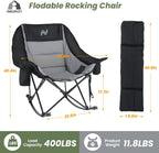 ABORON Oversized Rocking Chair for Adults, 400 lbs Heavy Duty Camping Chair | Enjoy smooth rocking comfort with full padding, cooler bag & side pocket. Holds up to 400 lbs for camping, patio & backyard
