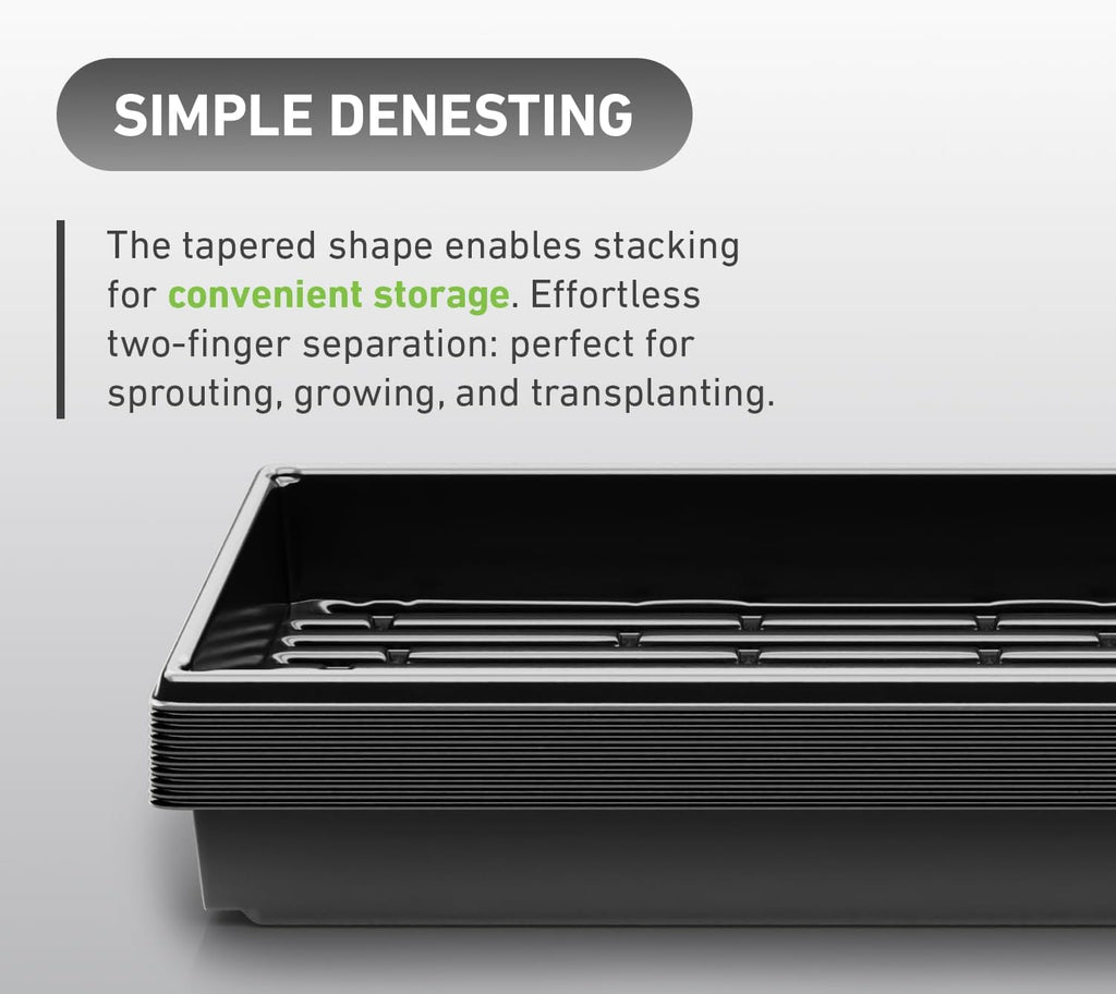 10x20 Inch Black Plastic 5 Pack Plant Propagation Tray – Growing Trays for Garden, Planting, Seedling, Soil & Hydroponic Horticulture - Microgreen Trays Grow Plants - No Drain Holes